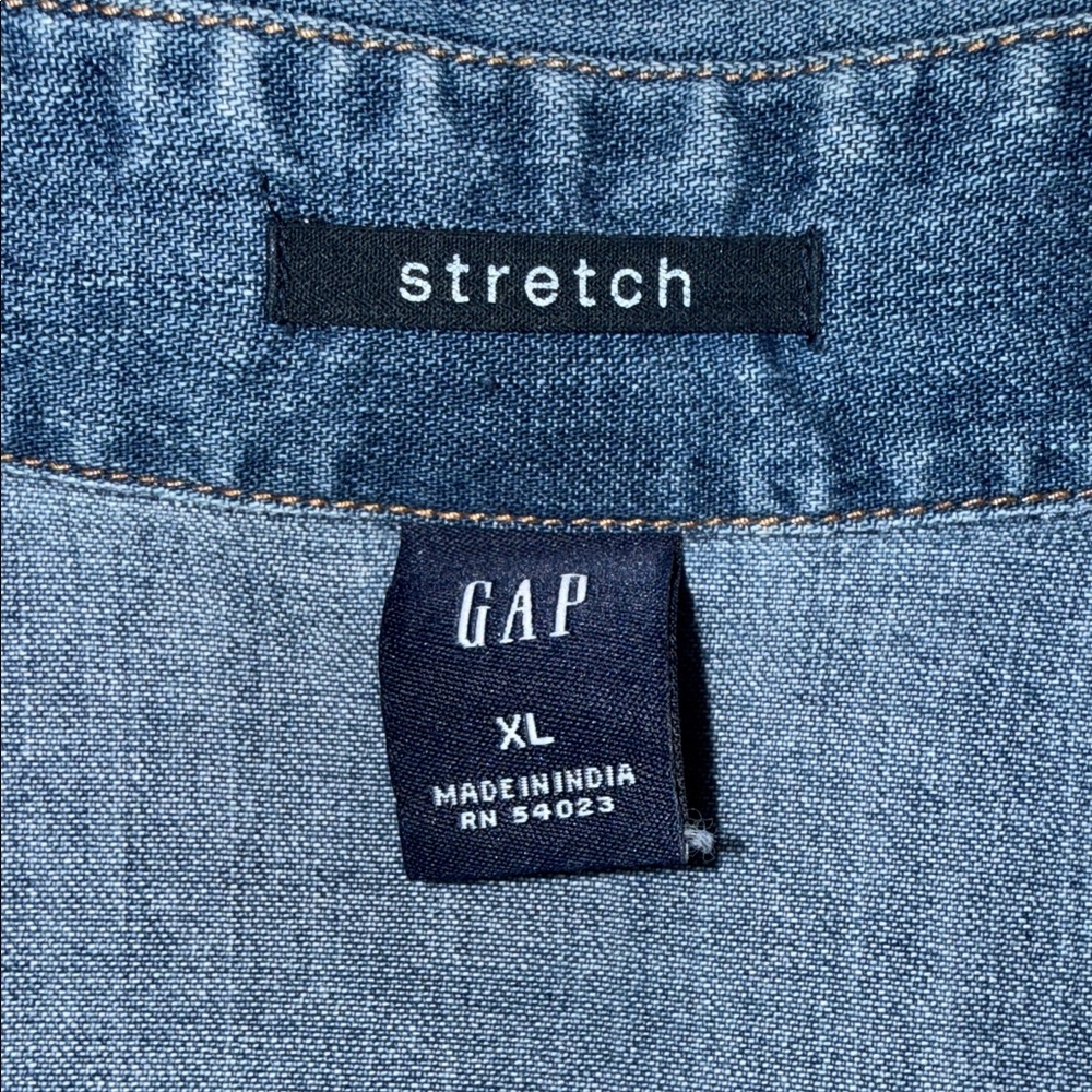 GAP Blue Denim Western-Style Snap Shirt - Picture 2 of 4